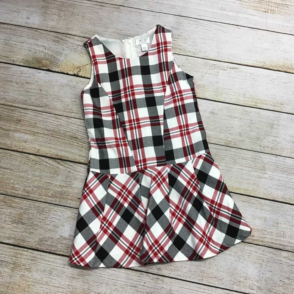 Place Fully Lined Girl’s Plaid Drop Waist Front Pleated Sleeveless Dress Size 6X